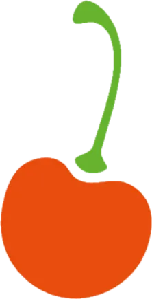 Orange- rote Kirsche mit grünem Stiel