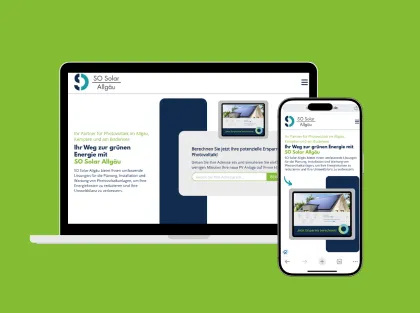 Website-Design auf Laptop und Smartphone, modernes Brand Marketing für Unternehmen